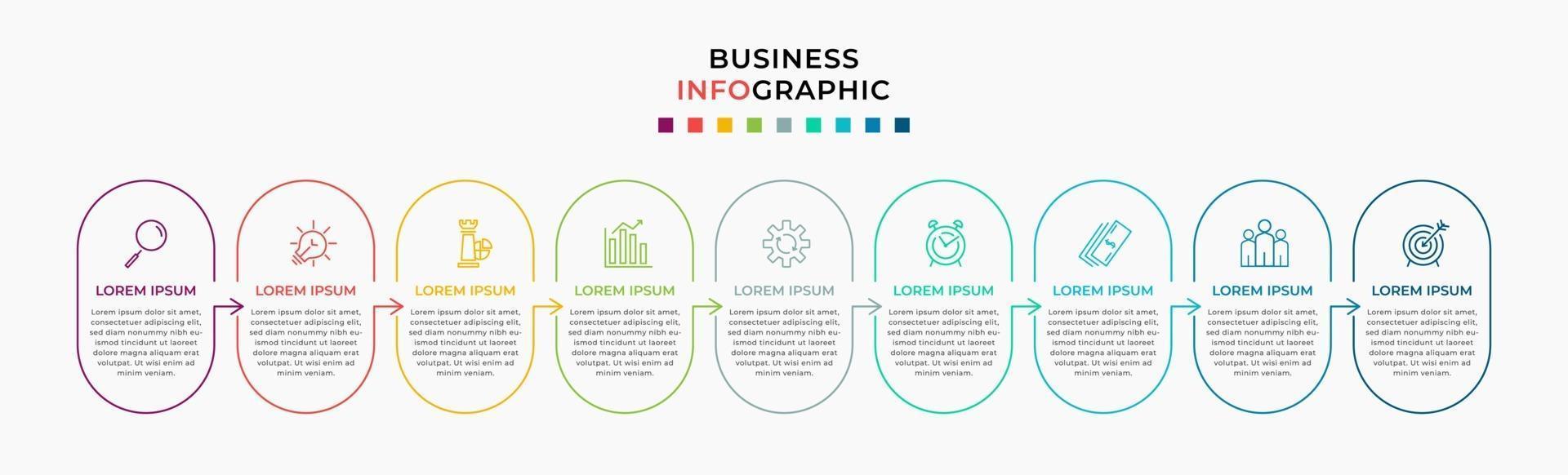 Infographic design business template with icons and 9 options or steps vector