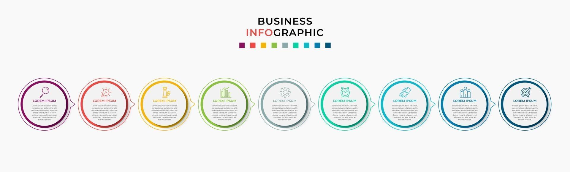 Infographic design business template with icons and 9 options or steps vector