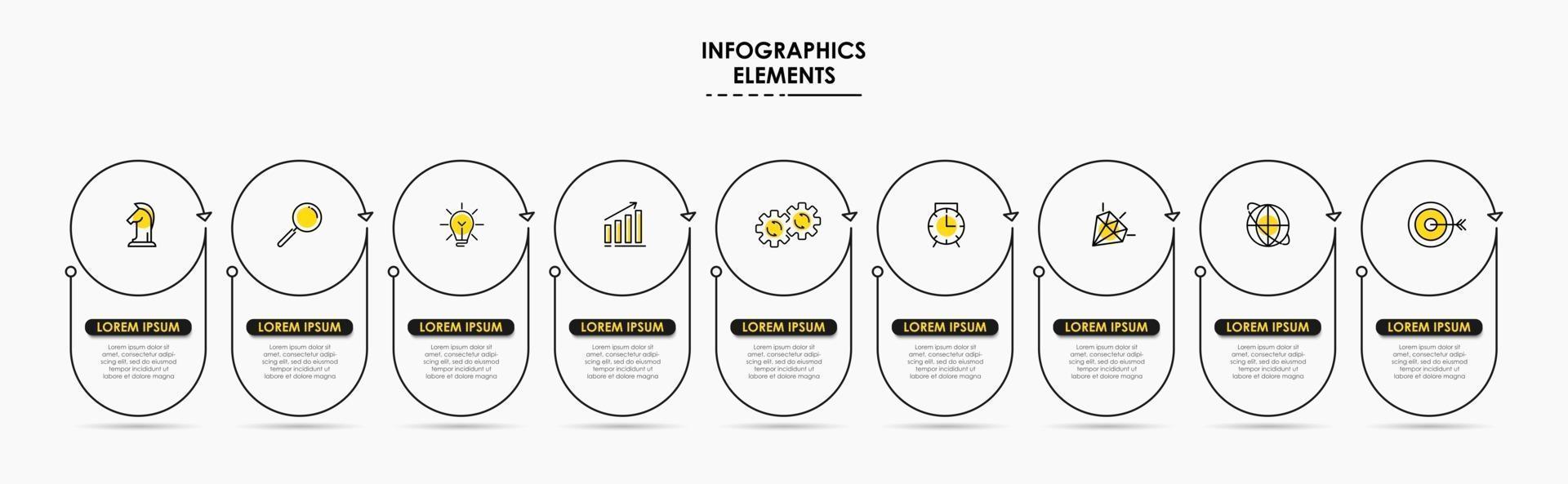 Infographic design business template with icons and 9 options or steps vector