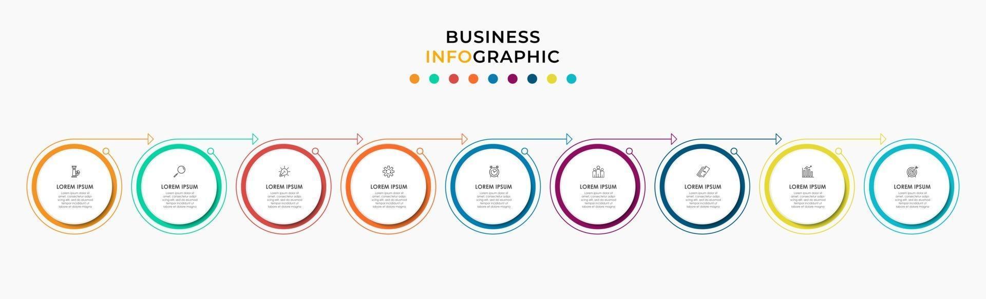 Infographic design business template with icons and 9 options or steps vector