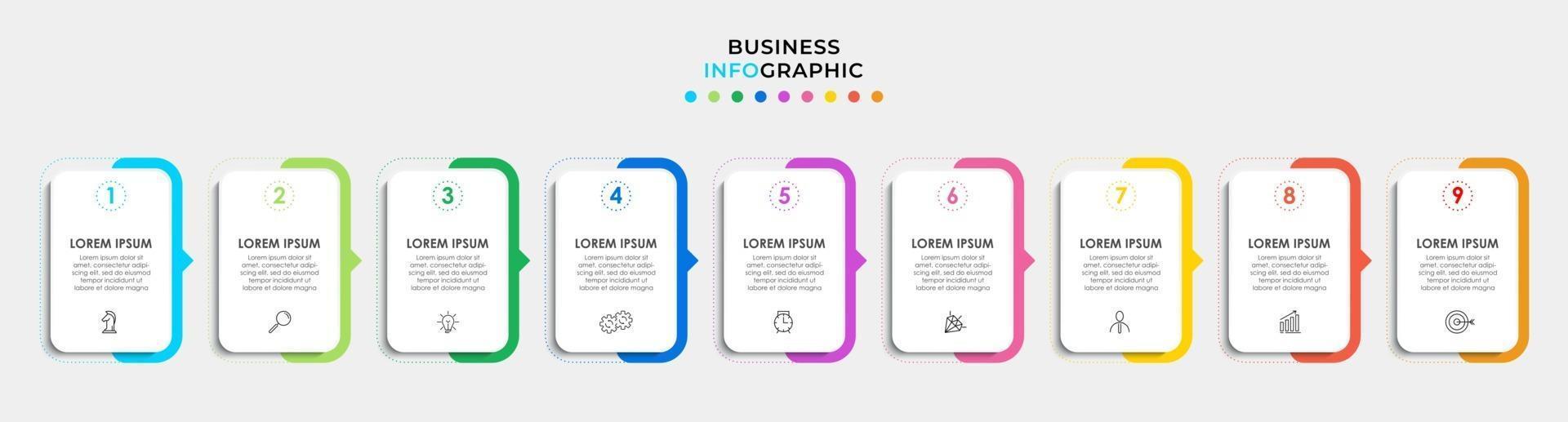Infographic design business template with icons and 9 options or steps vector