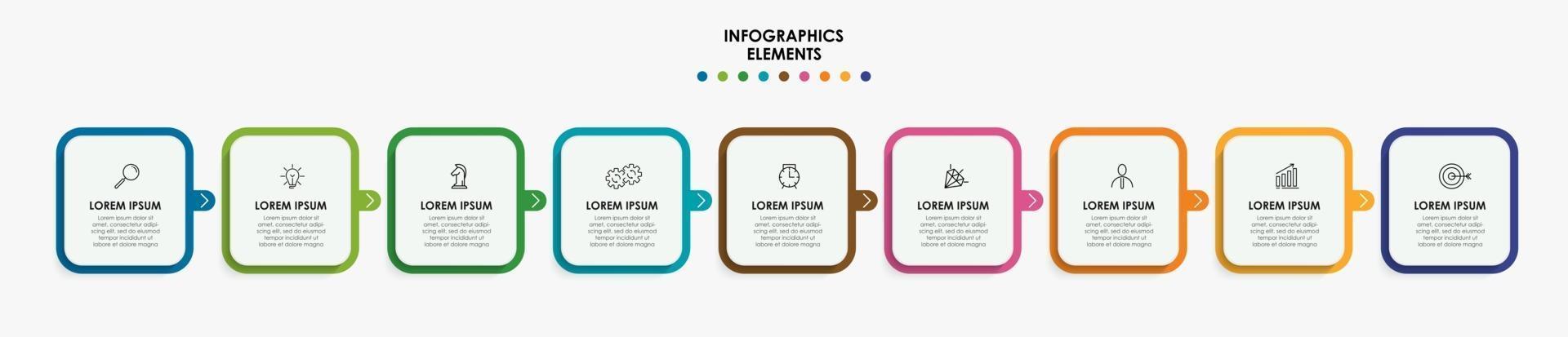 Infographic design business template with icons and 9 options or steps vector