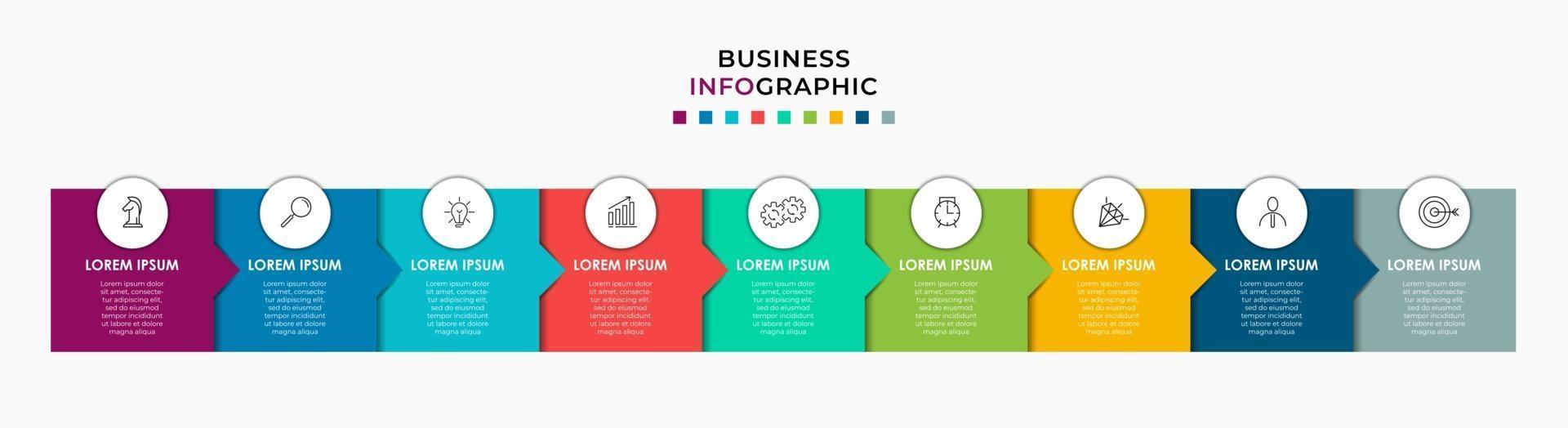 Infographic design business template with icons and 9 options or steps vector