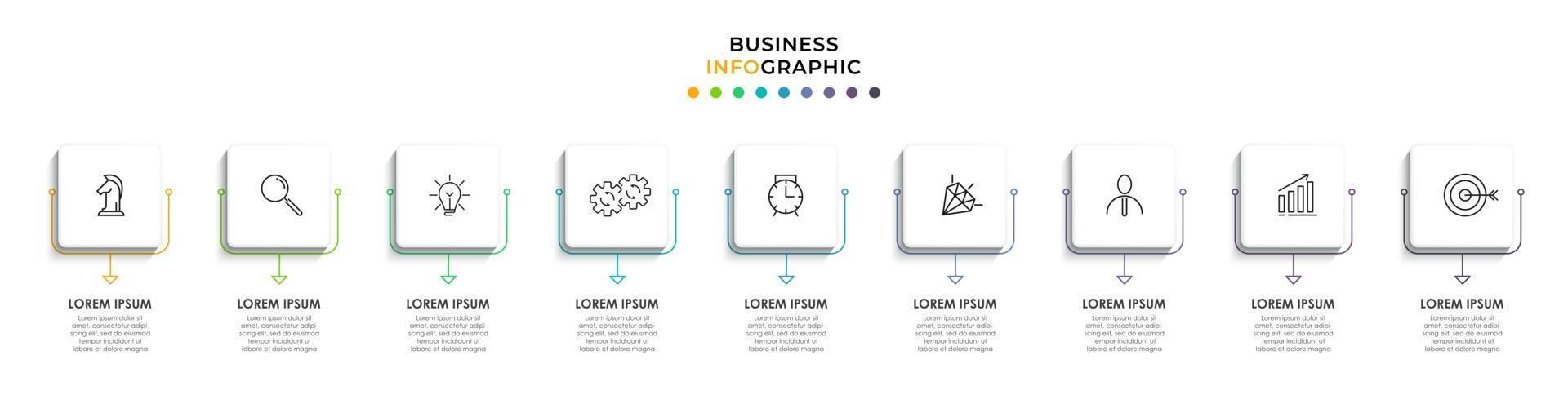 Infographic design business template with icons and 9 options or steps vector