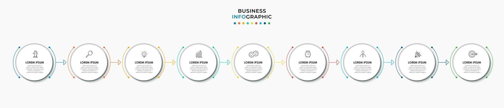 Infographic design business template with icons and 9 options or steps vector