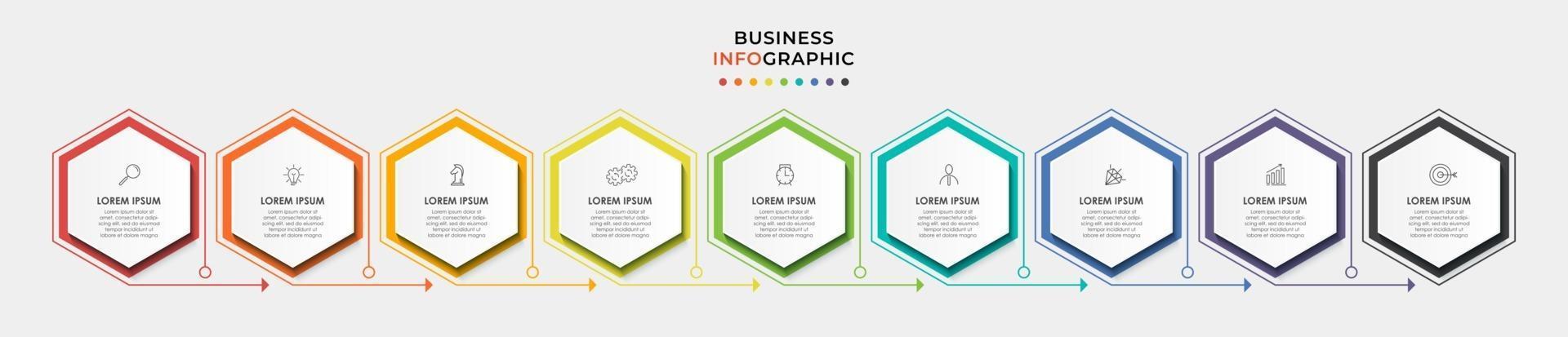 Infographic design business template with icons and 9 options or steps vector
