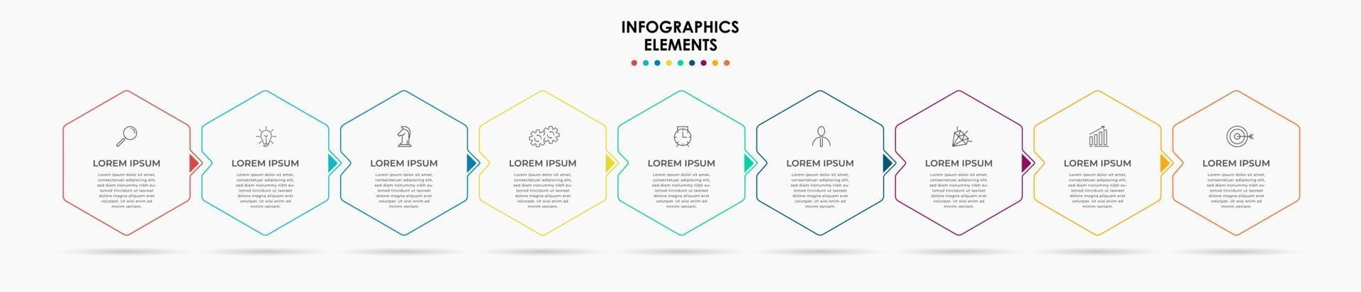 Infographic design business template with icons and 9 options or steps vector