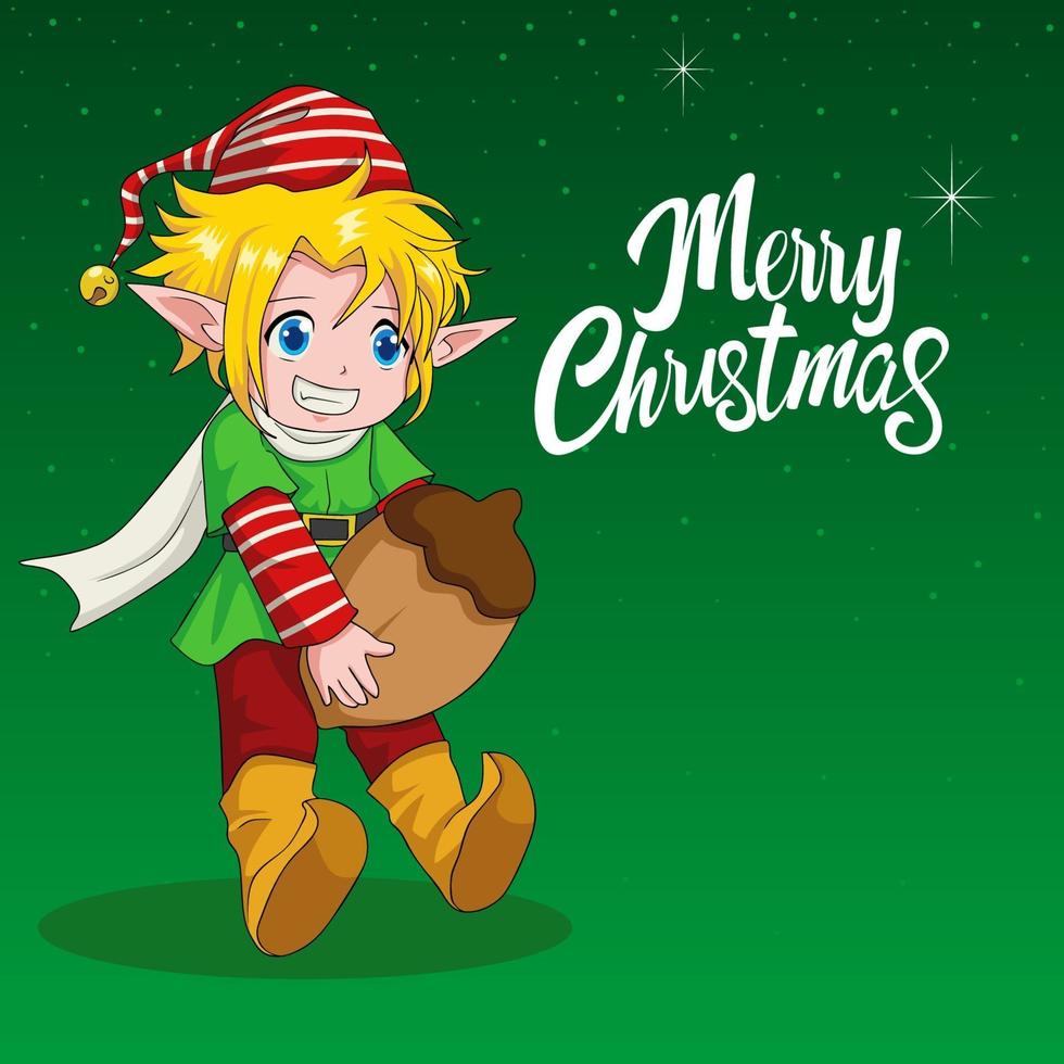 Cartoon illustration of an elf for Christmas theme vector