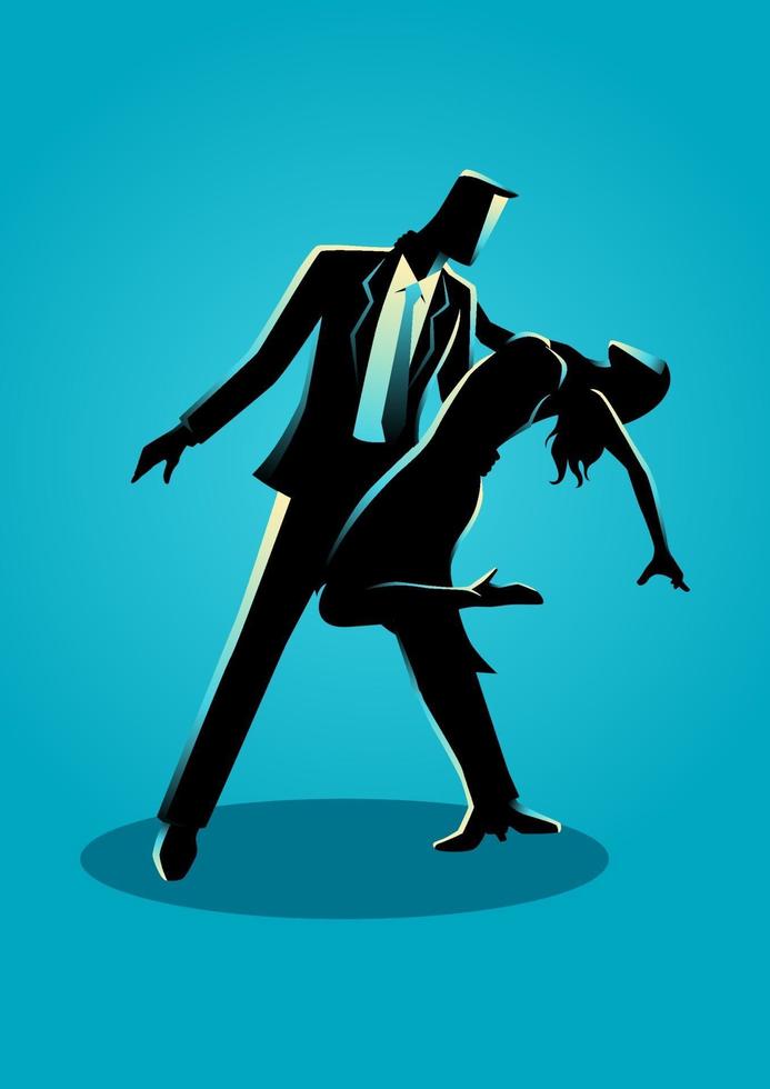 Silhouette illustration of a couple dancing vector