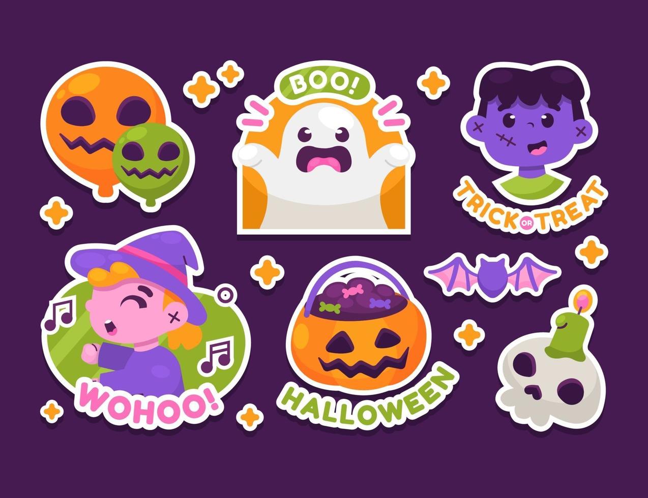 Set of Halloween Party Sticker vector