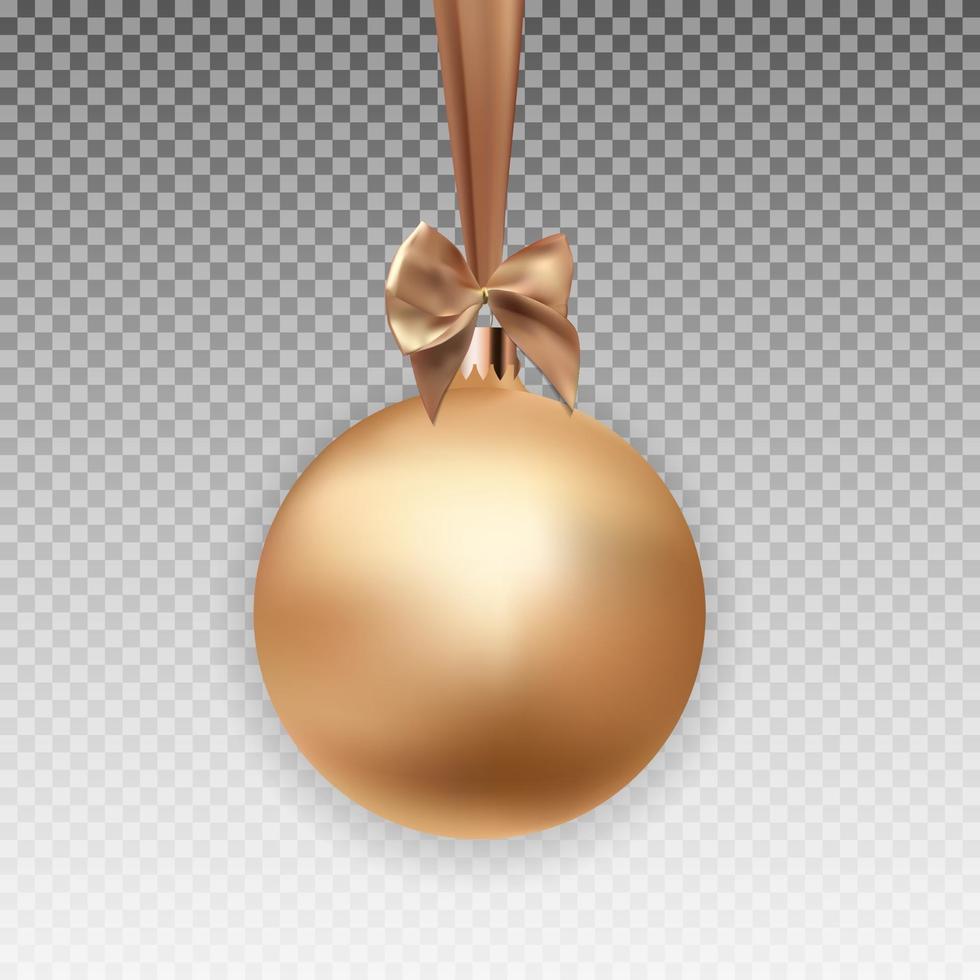 Gold Christmas Ball with Ball and Ribbon vector