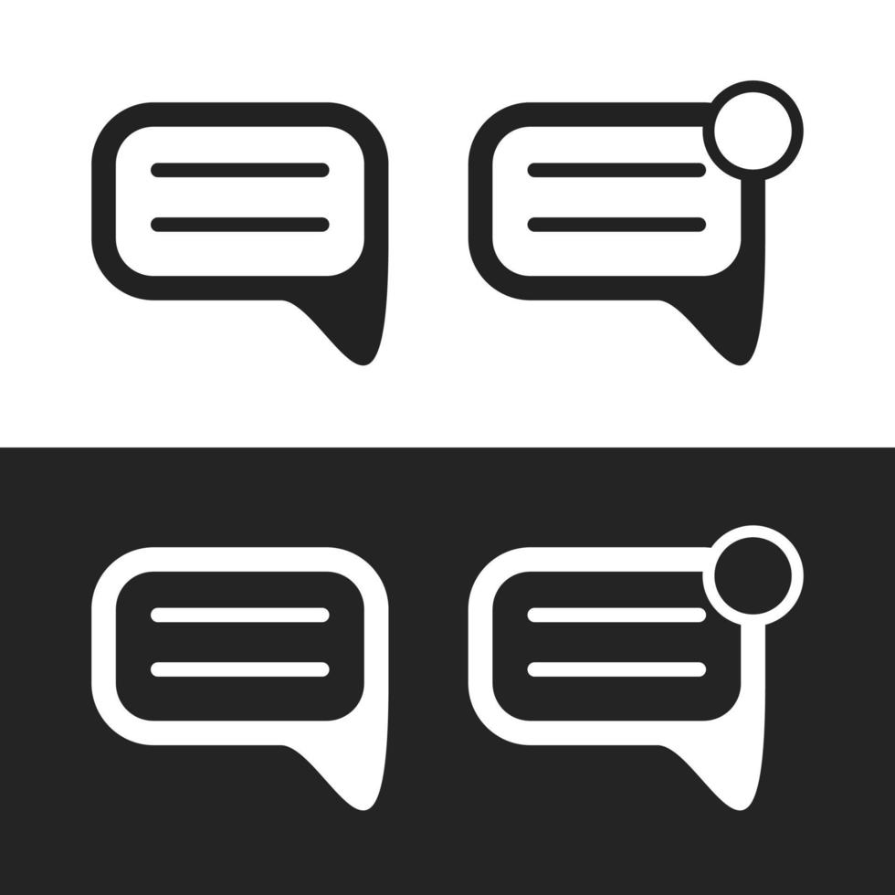 Notification message chat icon. black white set vector