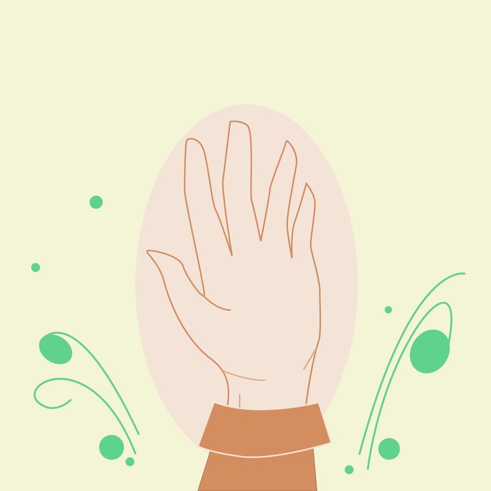 levante la mano arriba plantilla ilustración plana vector