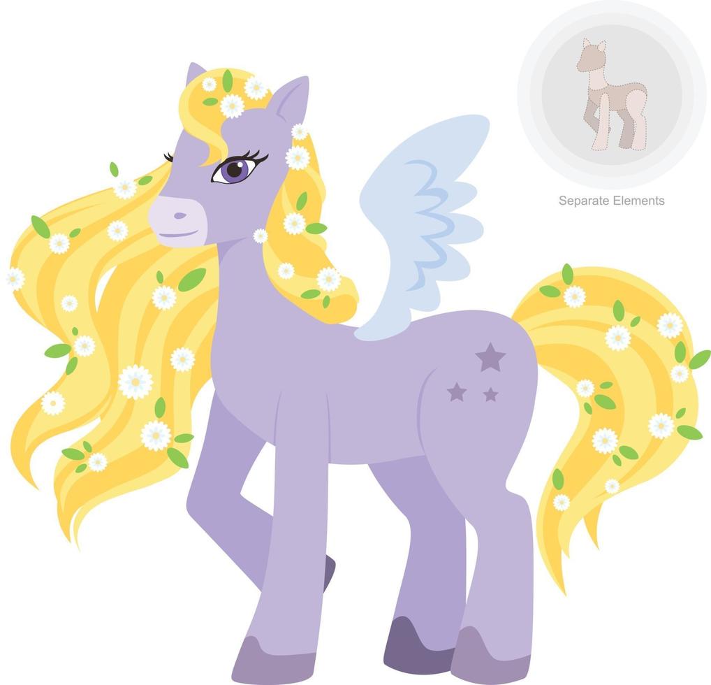 Mythology pegasus with long beautifull yellow mane vector