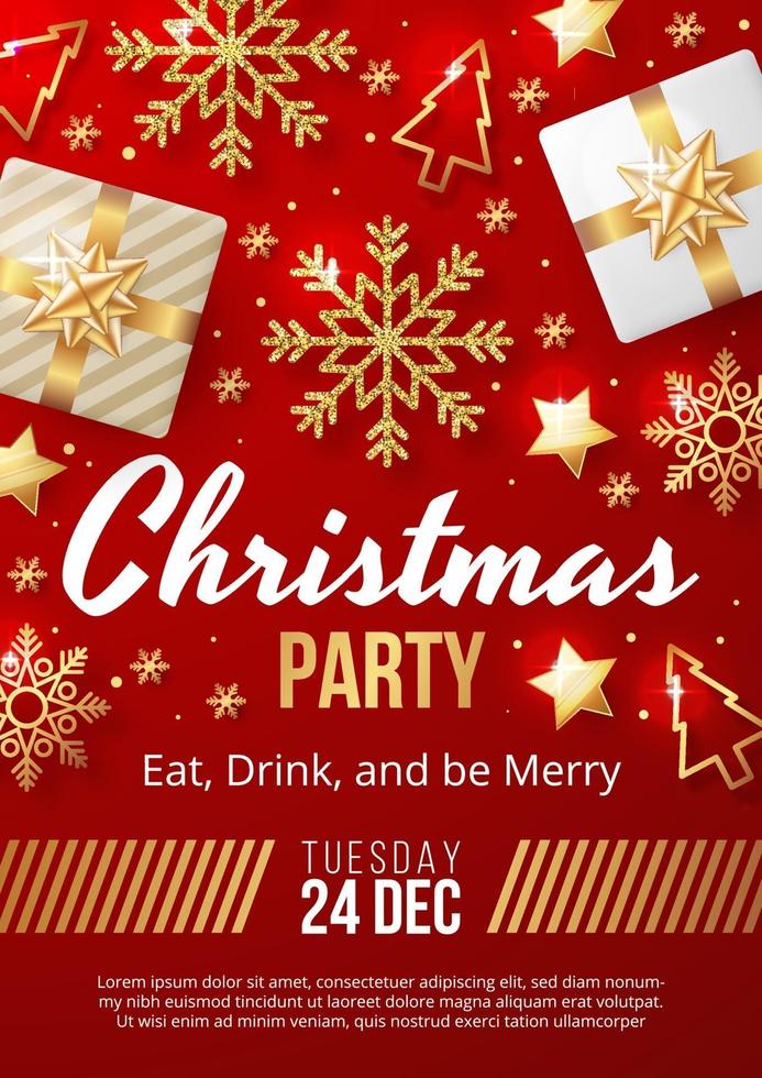 christmas party poster with christmas element. Vector illustration