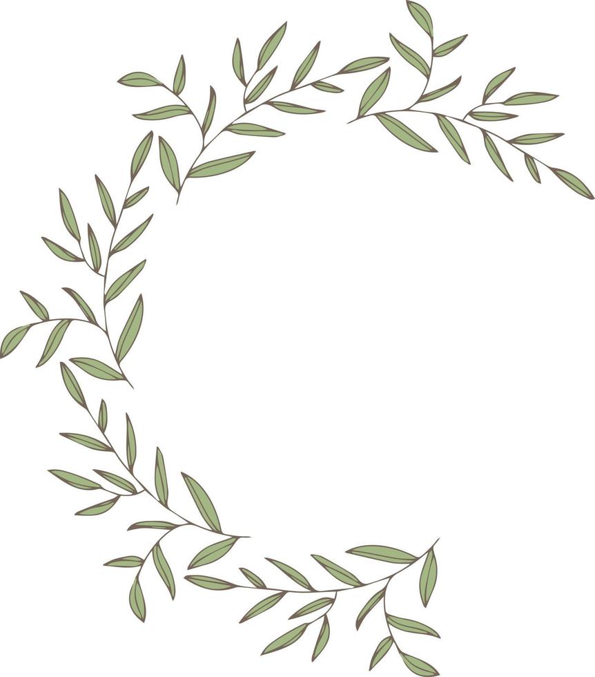 Round frame with olive branches and leaves vector