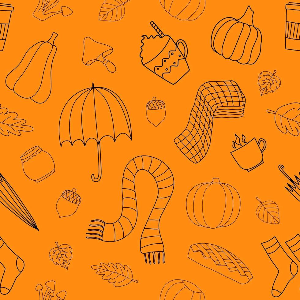 Autumn weather vector seamless pattern lineart style.