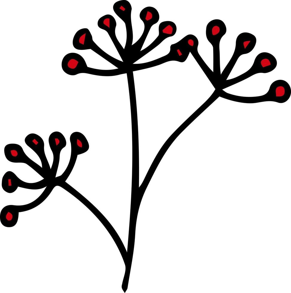 Doodle branch with blue berries vector