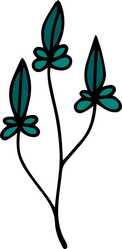 Doodle branch with wild leaves vector