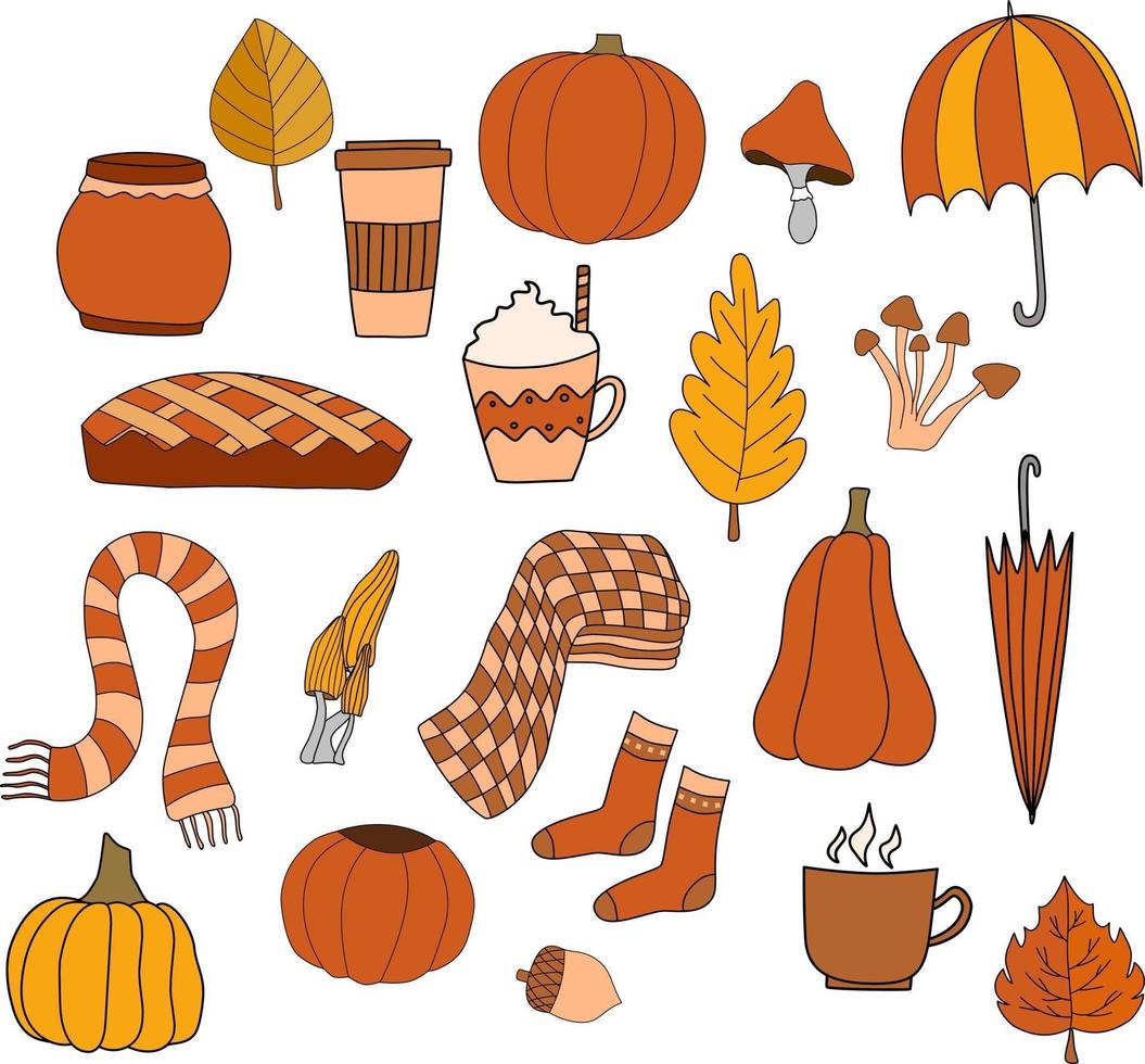 Happy fall autumn vector isolated elements set