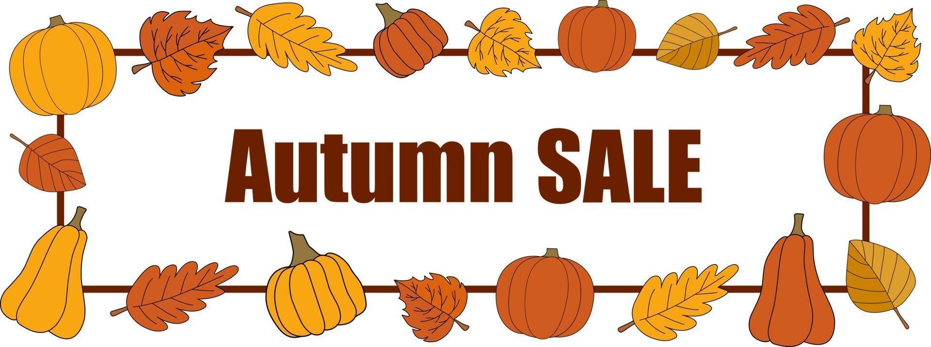 Autumn sale vector promotion rectangle banner on white.