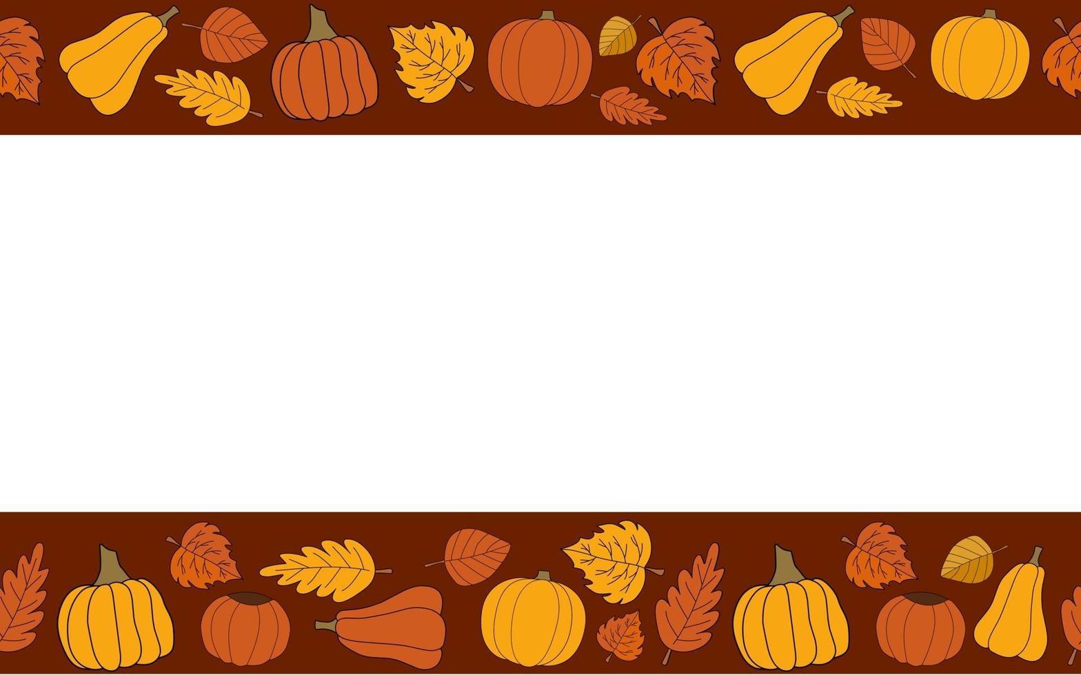 Happy fall vector autumn seamless pattern with red frame