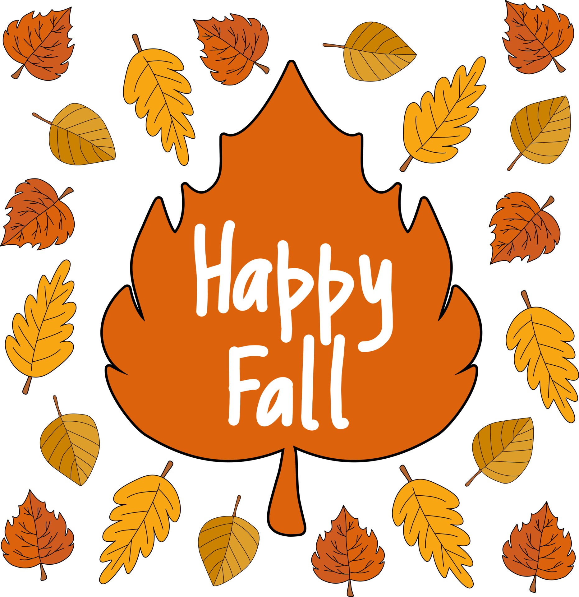 Happy fall autumn leaves vector clipart on white 3314500 Vector Art at