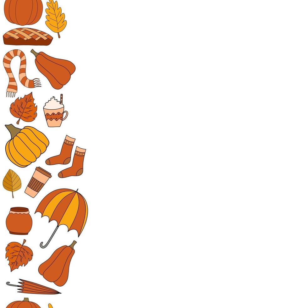 Happy fall vector autumn seamless pattern frame