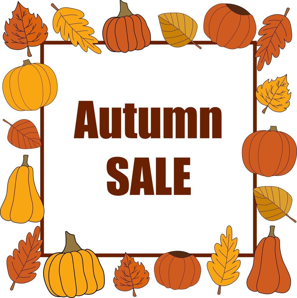 Autumn sale vector promotion square banner on white