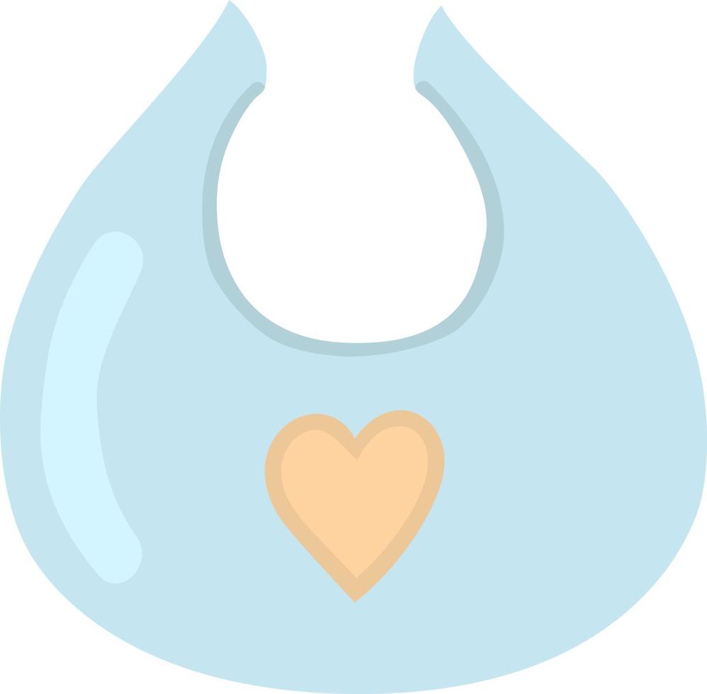 Blue baby feeding bib with heart vector illustration