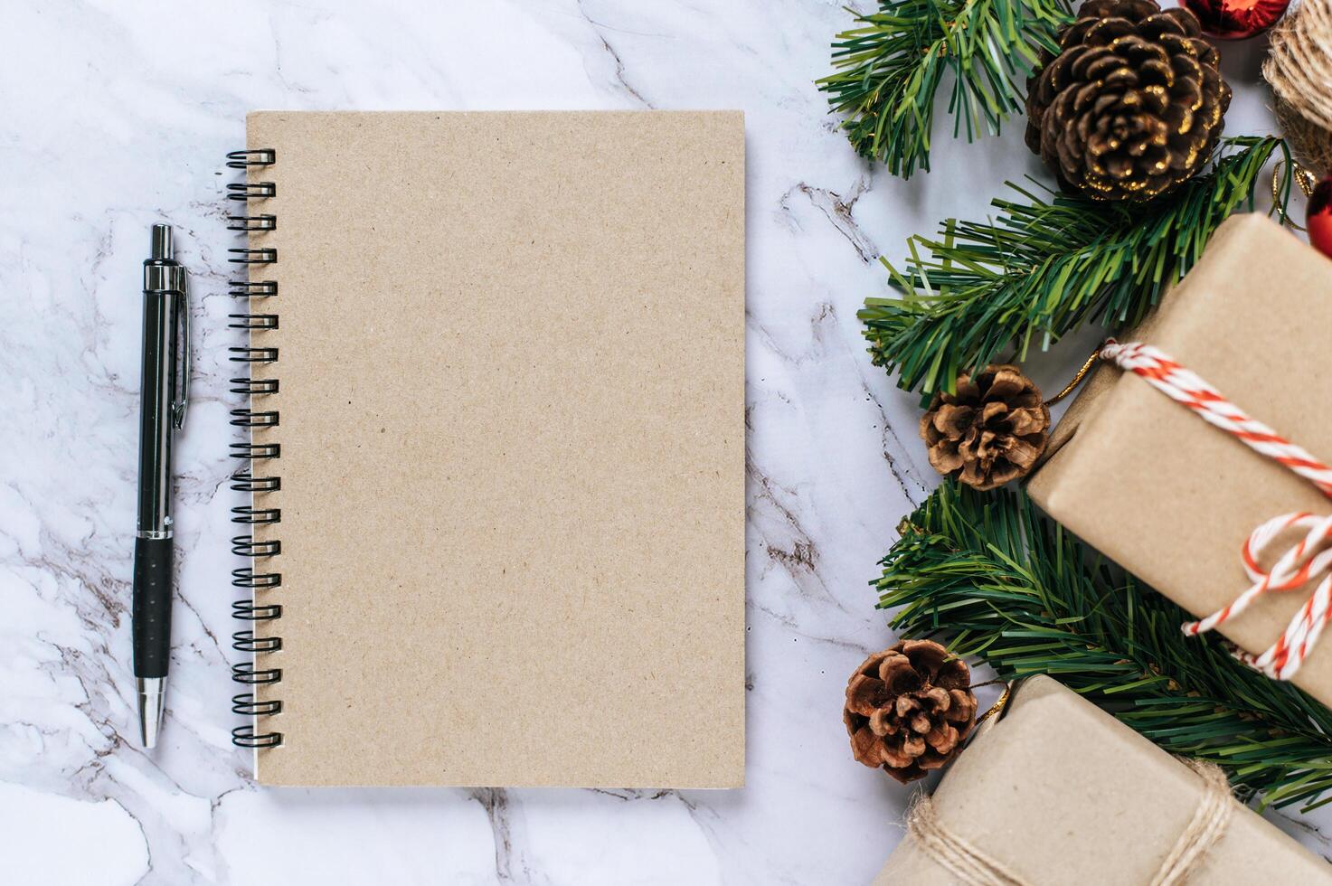 A notebook placed on a cement background with giftshop photo