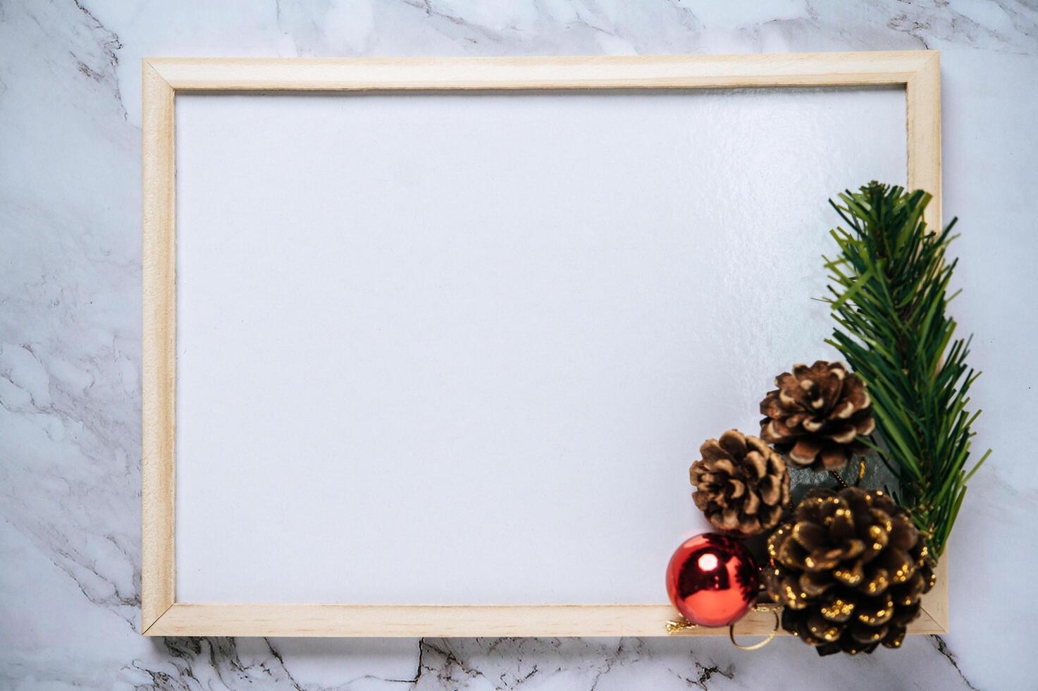 Mock up of flip chart on the cement floor with Christmas photo