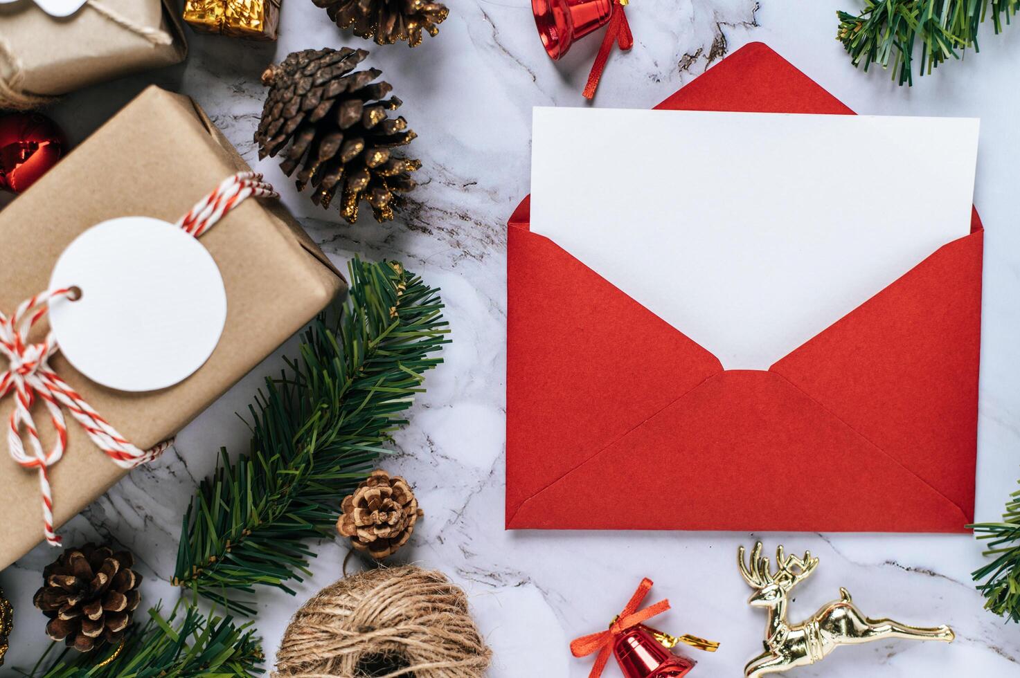 Mockup card with invitation card with gift shop on white background photo