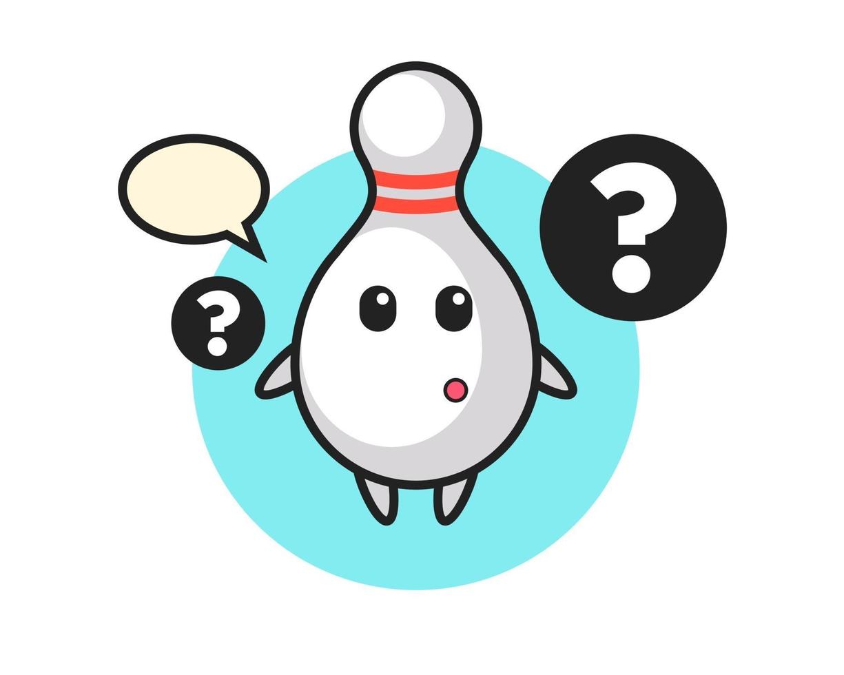 Cartoon Illustration of bowling pin with the question mark vector
