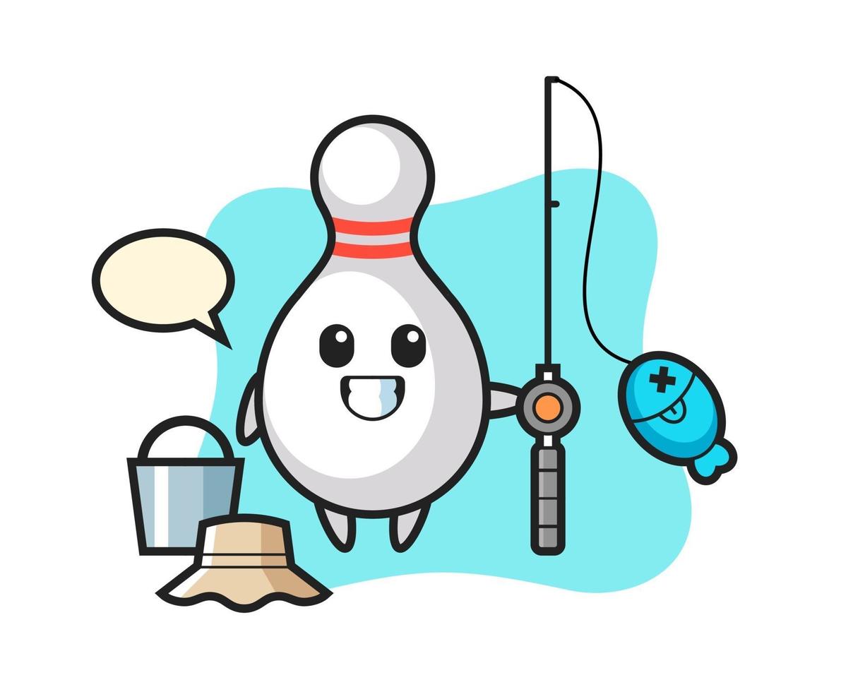 Mascot character of bowling pin as a fisherman vector