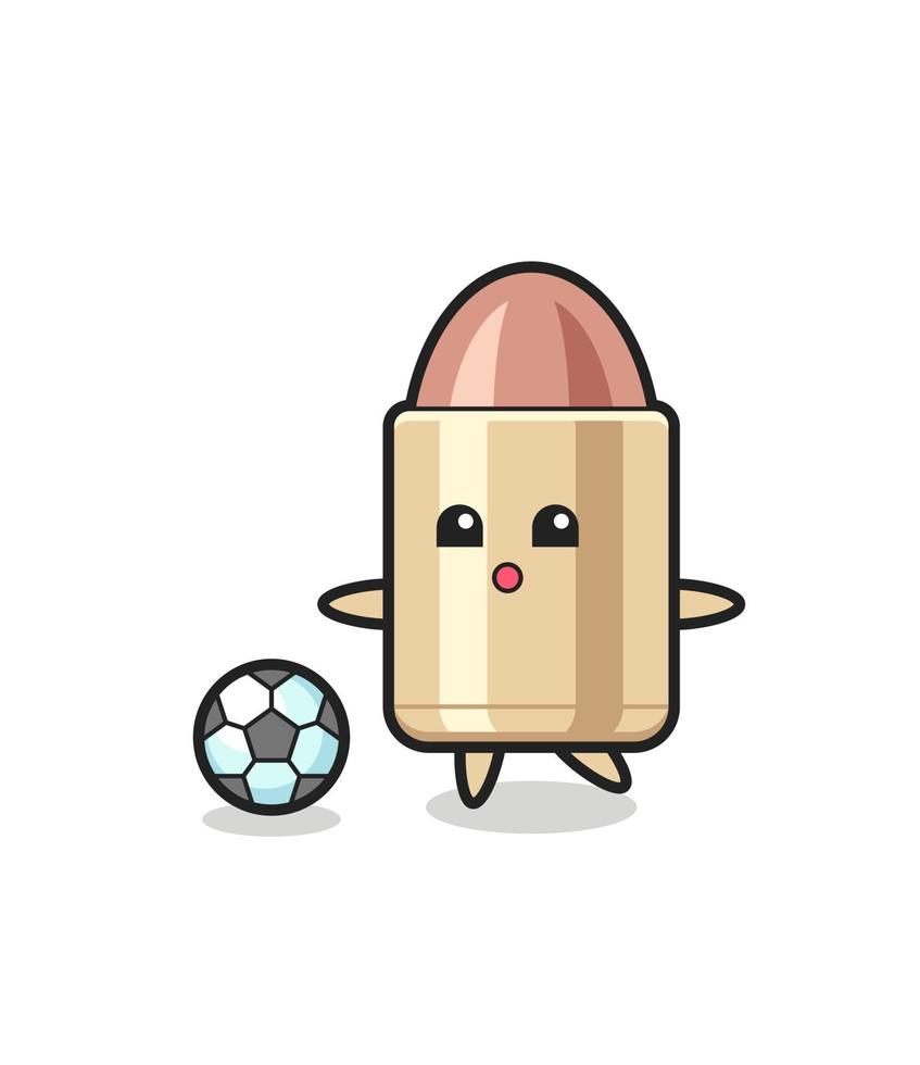 Illustration of bullet cartoon is playing soccer vector