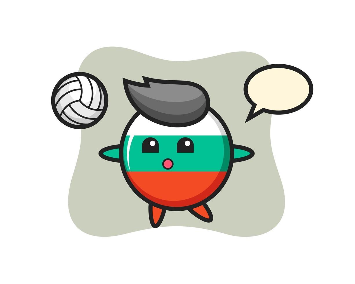 Character cartoon of bulgaria flag badge is playing volleyball vector