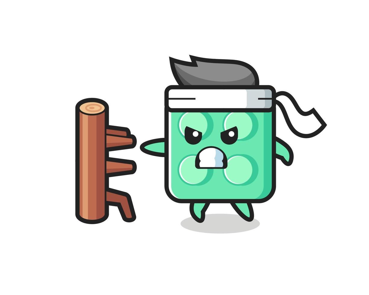 brick toy cartoon illustration as a karate fighter vector