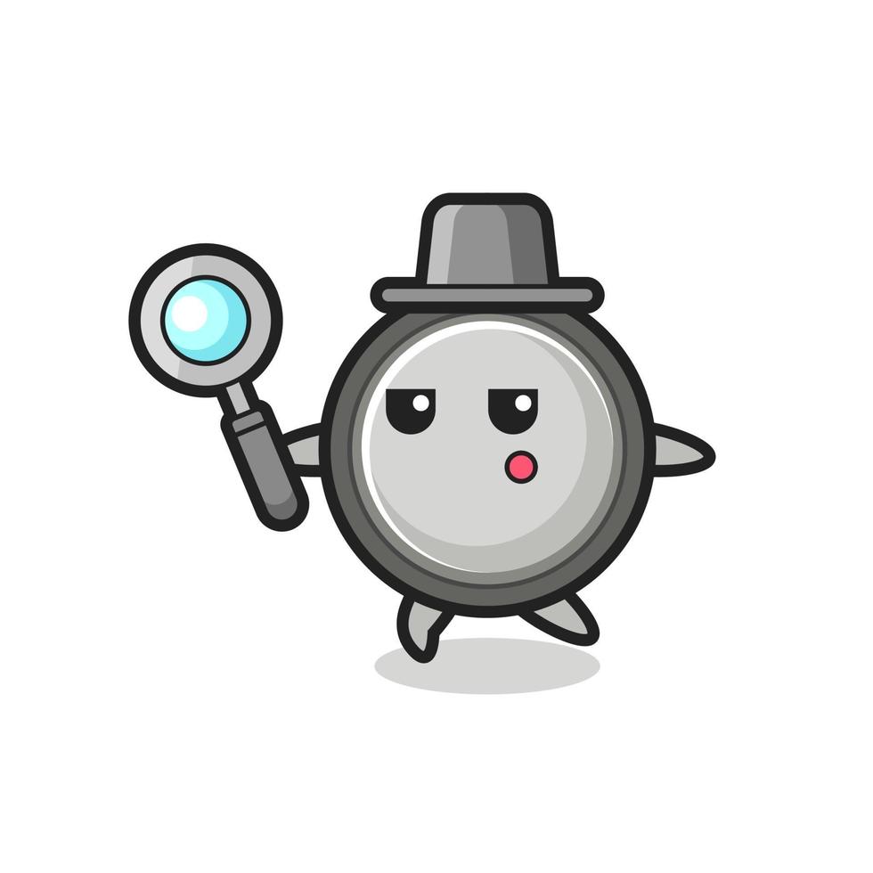 button cell cartoon character searching with a magnifying glass vector