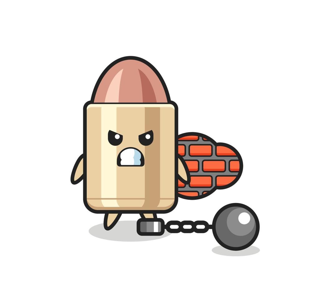 mascota de personaje de bala como prisionero vector