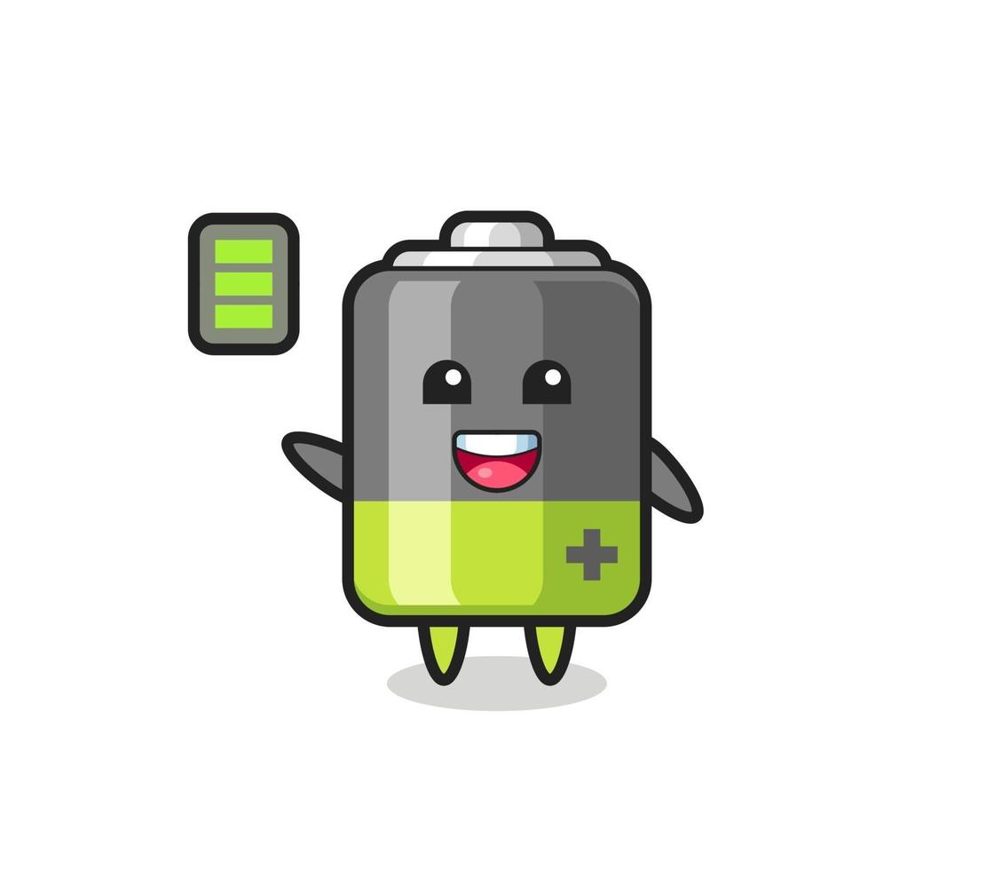 battery mascot character with energetic gesture vector