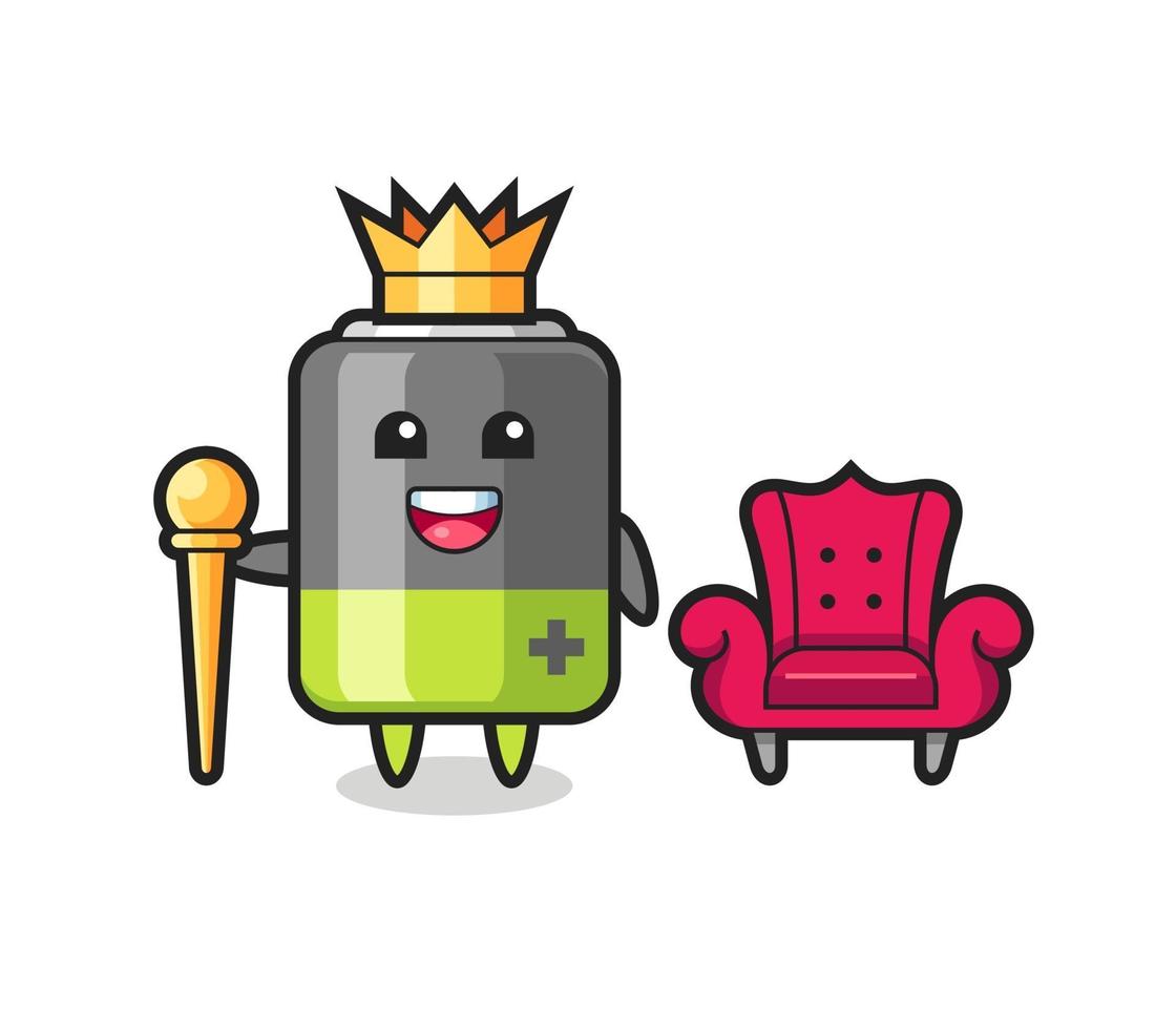 Mascot cartoon of battery as a king vector