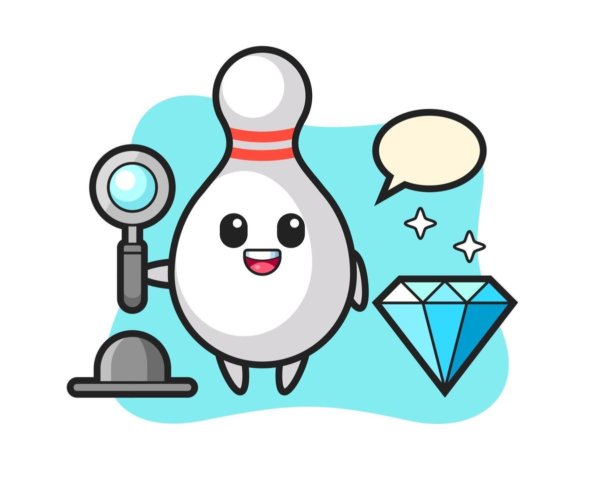Illustration of bowling pin character with a diamond 3314937 Vector Art