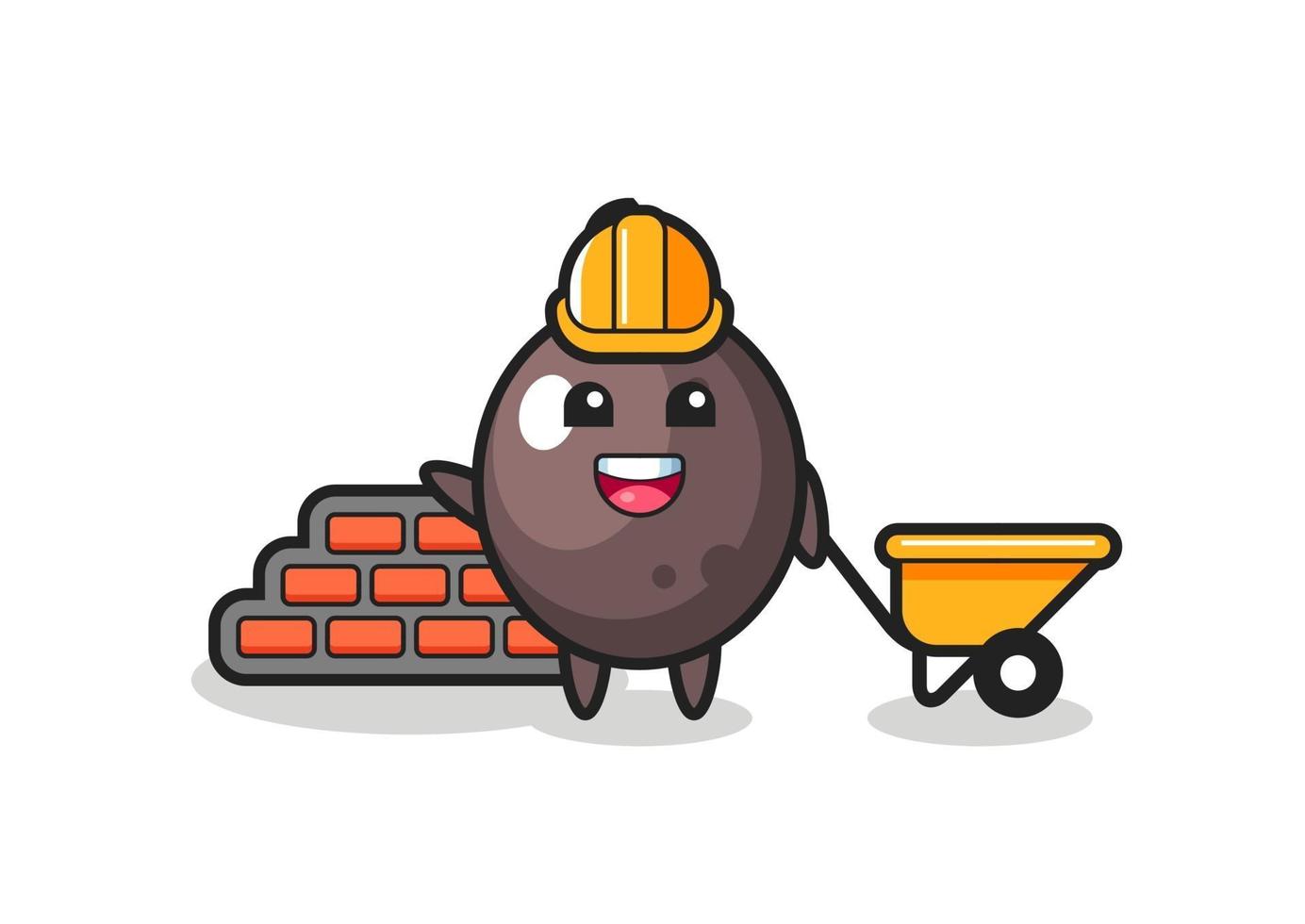 Cartoon character of black olive as a builder vector