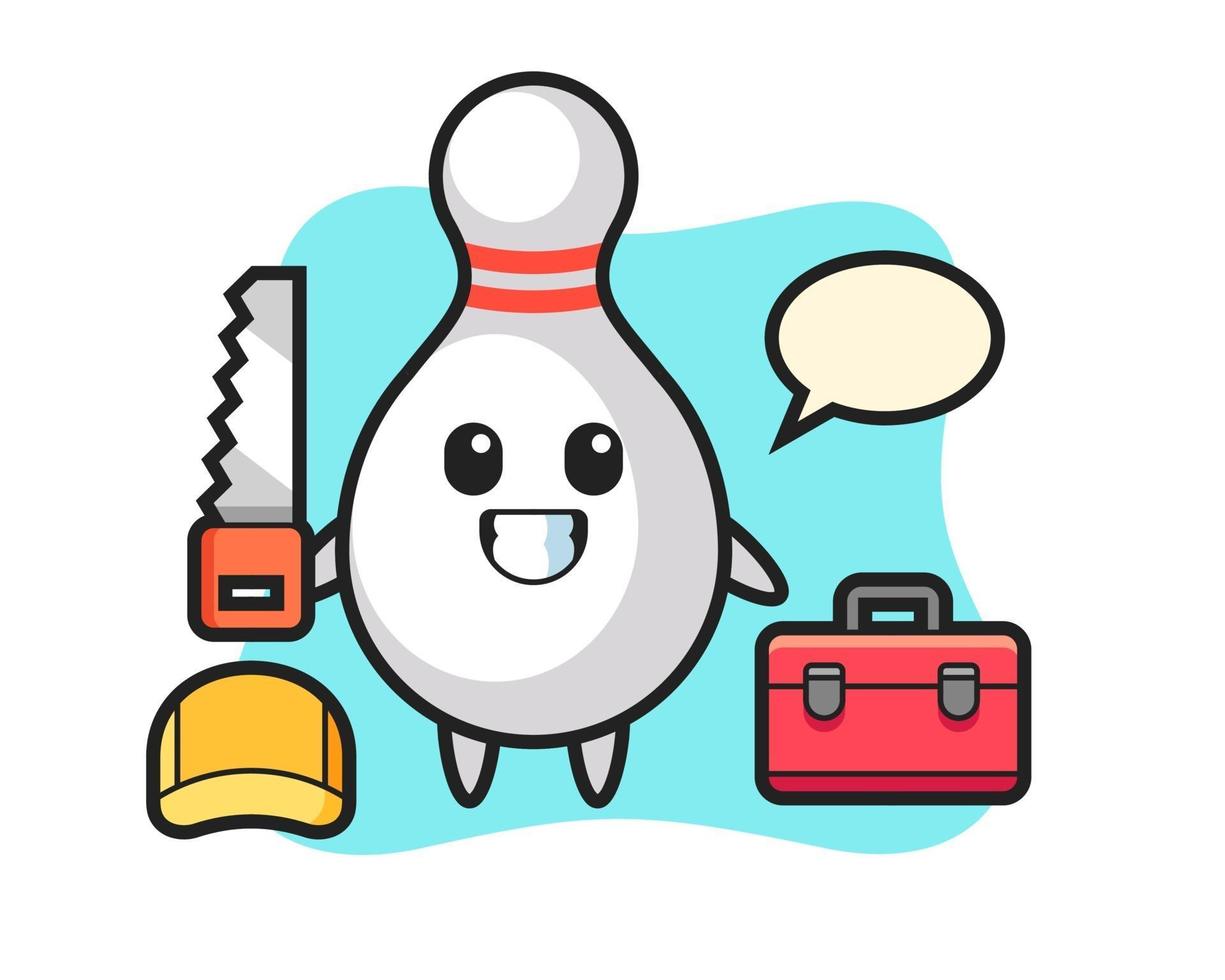 Illustration of bowling pin character as a woodworker vector