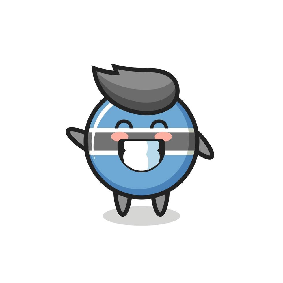 botswana flag badge cartoon character doing wave hand gesture vector