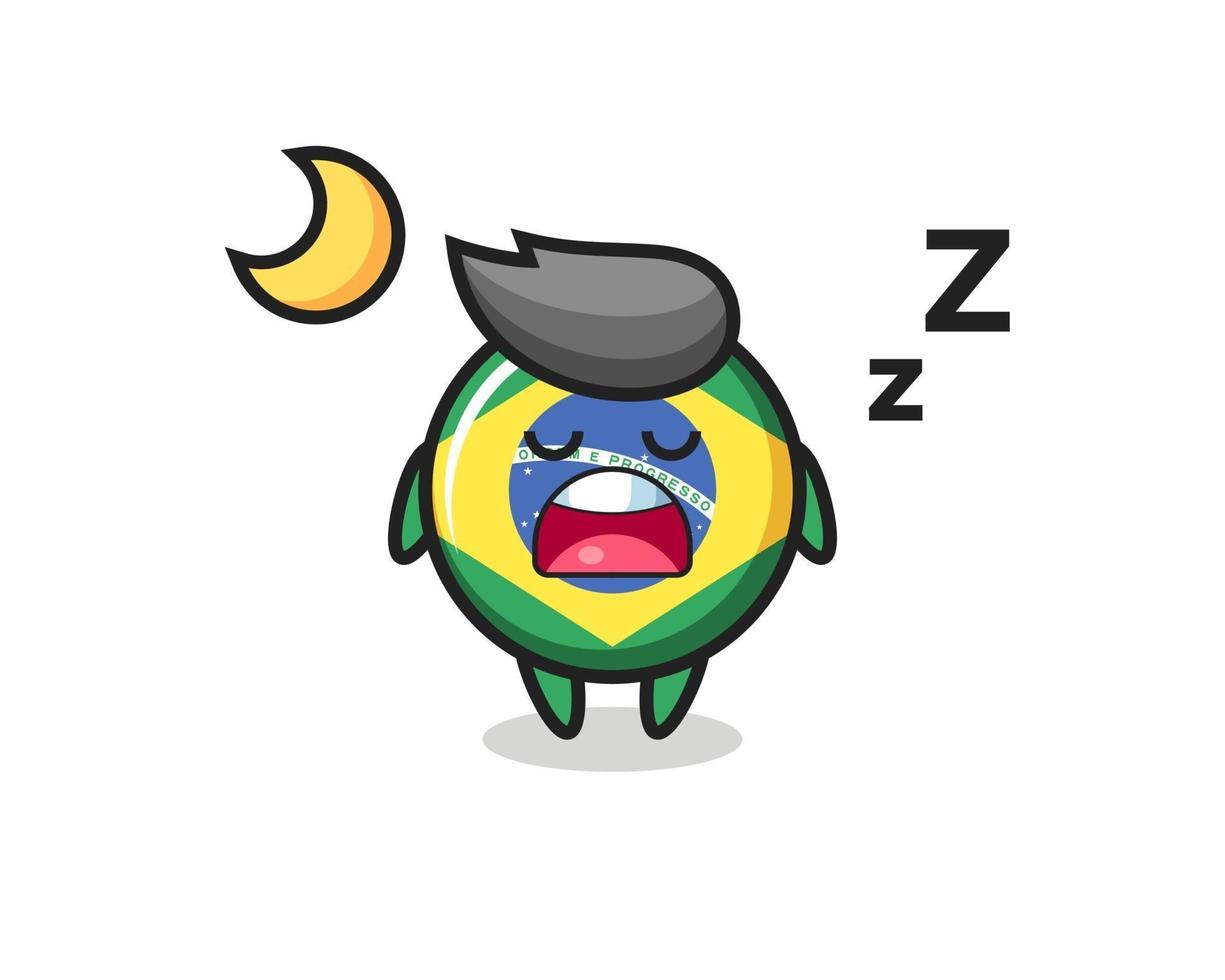 ilustración de personaje de insignia de bandera de brasil durmiendo por la noche vector