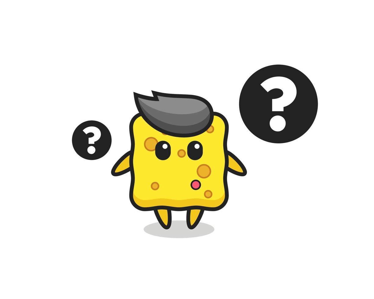 Cartoon Illustration of sponge with the question mark vector