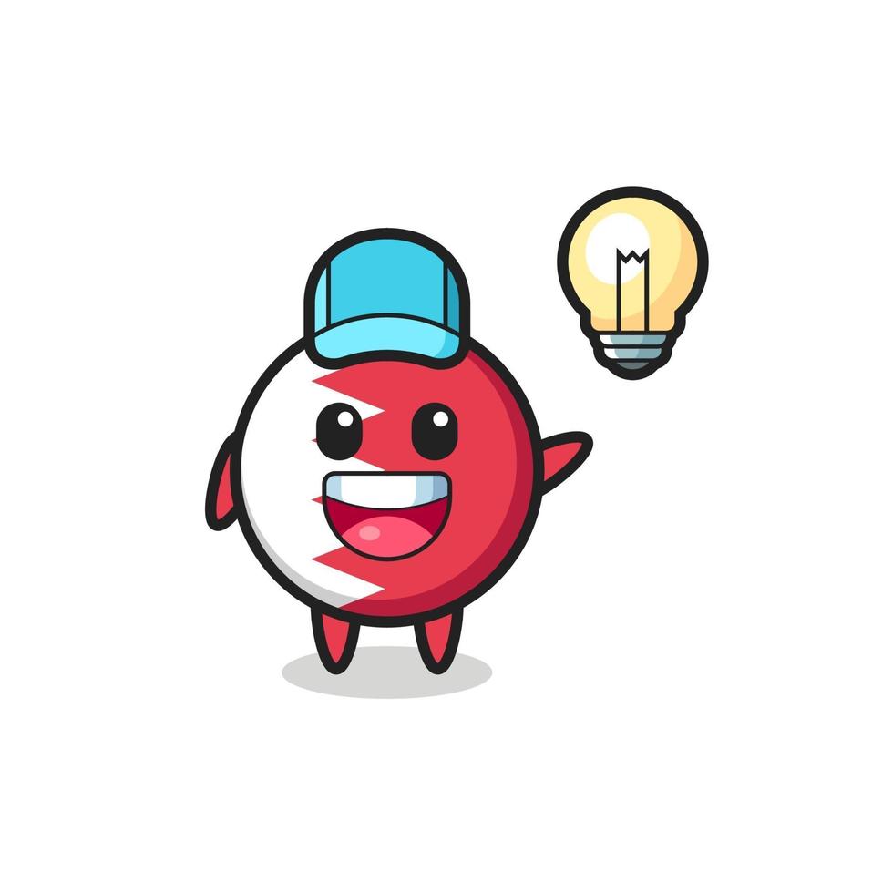 bahrain flag badge character cartoon getting the idea vector
