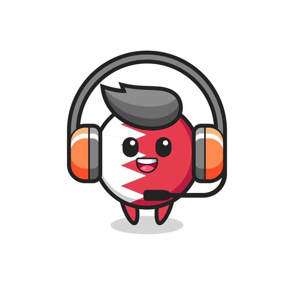 Cartoon mascot of bahrain flag badge as a customer service vector